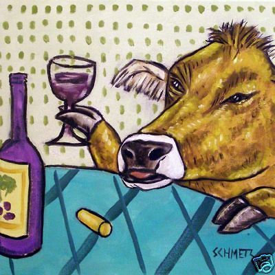 COW WINE FARM ANIMAL CERAMIC gift art tile coaster