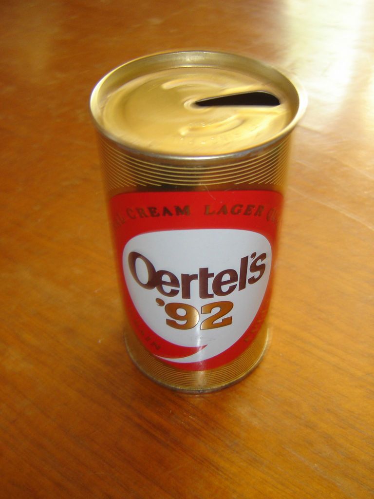 Early Version Oertels 92 Shiny Empty Straight Steel Beer Can