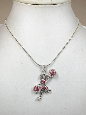 PINK CHEERLEADING CHEERLEADER PENDANT NECKLACE C730