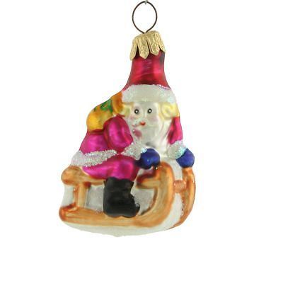 New Christopher Radko Rare Slip N Slide Gem Santa on Sled Toboggan