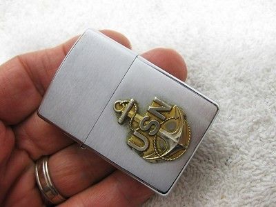 Vintage ZIPPO Cigarette Lighter USN US NAVY EMBLEM