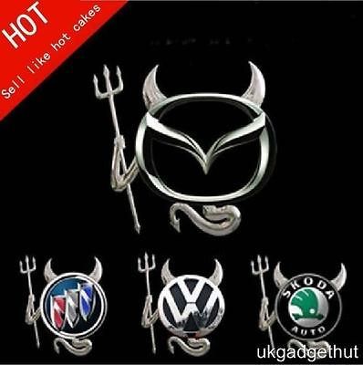 CHROME EFFECT DEVIL / DEMON CAR DECAL STICKER FOR CAR EMBLEM SYMBOL IN