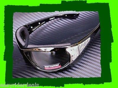 CHROME STUD MOTORCYCLE SUNGLASSES METAL PLATE SHATTERPROOF MIRROR