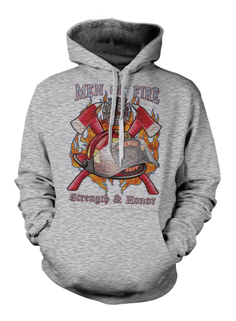 Fire Strength and Honor Firefighter Pride Helmet Axe Hoodie Sweatshirt