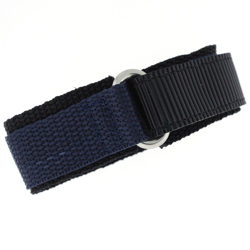 Watch Band Nylon One Piece Wrap Sport Strap Military Navy Blue Velcro