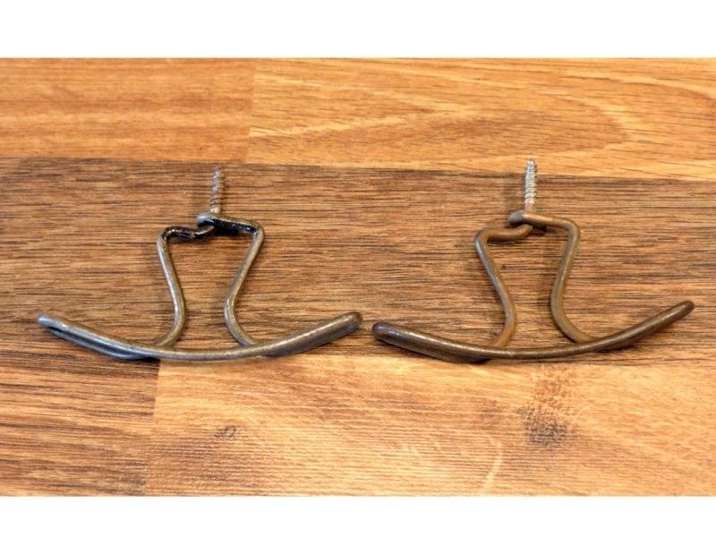 Coat Hooks twisted wire under shelf vintage copper farm school house