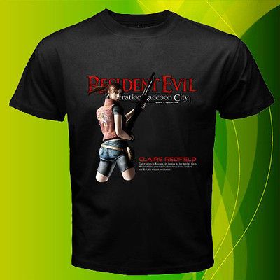 Evil Video Game RPD Police CLAIRE Raccoon City Zombie Black Shirt Tee