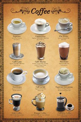 COFFEE POSTER 24x36 CAFÉ LATTE MOCHA CAPPUCCINO NEW X237