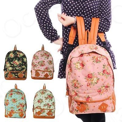 Vintage Lady Canvas Floral Student Backpack BookBag School Racksack