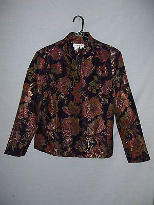 BROWN GOLD ORANGE NEHRU COLLAR JACKET COLDWATER CREEK SIZE MED