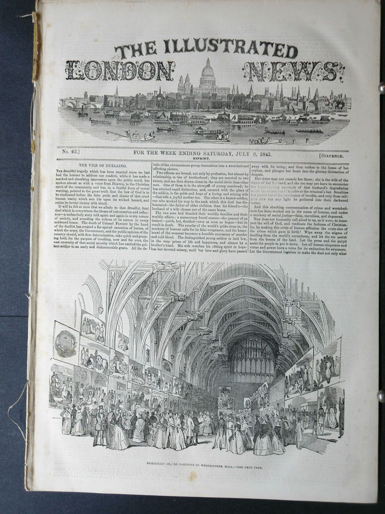 1843 ILLUSTRAT ED LONDON NEWS colonel fawcett fatal pistol duel,opium