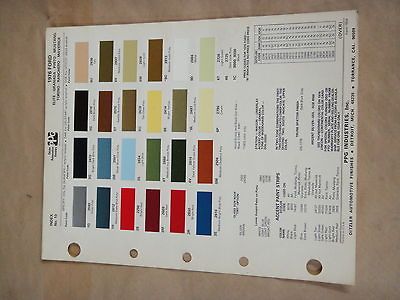 FORD PPG DITZLER AUTOMOTIVE FINISHES EXTERIOR PAINT COLOR SAMPLE SHEET