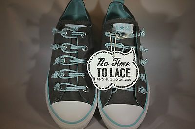 WOMENS Converse Chuck Taylor NO TIME TO LACE Gray Aqua Blue Slip On