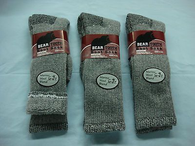 NWT Womens Bear Tooth Merino Wool Blend Boot Sock 3 pr. Grey/Black Med