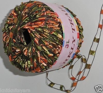 Sparkly Trail ladder trellis yarn 1/4 wide RARE Pumpkin Green multi