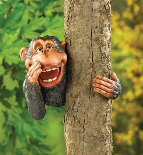 NEW MONKEY HIDE & SEEK TREE DECOR Corner Garden Post Yard OUTDOOR