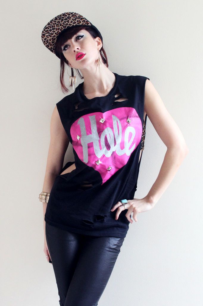 PUNK VEST VTG UNIQUE UNISEX CUSTOMISED TSHIRT NIRVANA COURTNEY LOVE