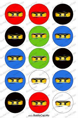 Precut 1 Ninjago Lego 1 inch circles bottle Cap Images On Photo paper