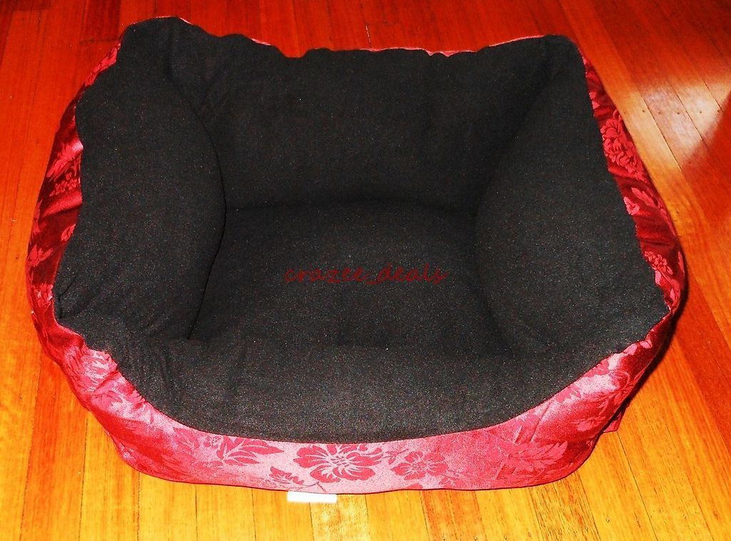 24 Medium Rectangular Cuddler Cat Dog Pet Bed Paisley Burgundy NEW