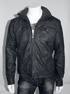 AMPLIFIED Mehler PU Skeleton Biker Jacket   Charcoal