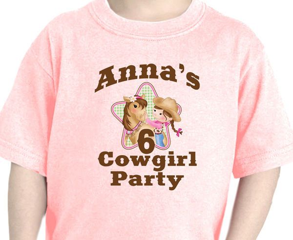 COWGIRL Personalized Birthday Kids T Shirt Party Favor Equine Shirt