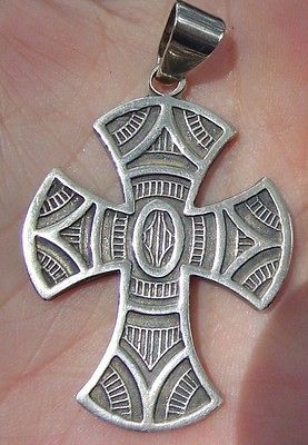 JESUS LAMELI MEXICO 950 STERLING SILVER CROSS PENDANT HALLMARKED