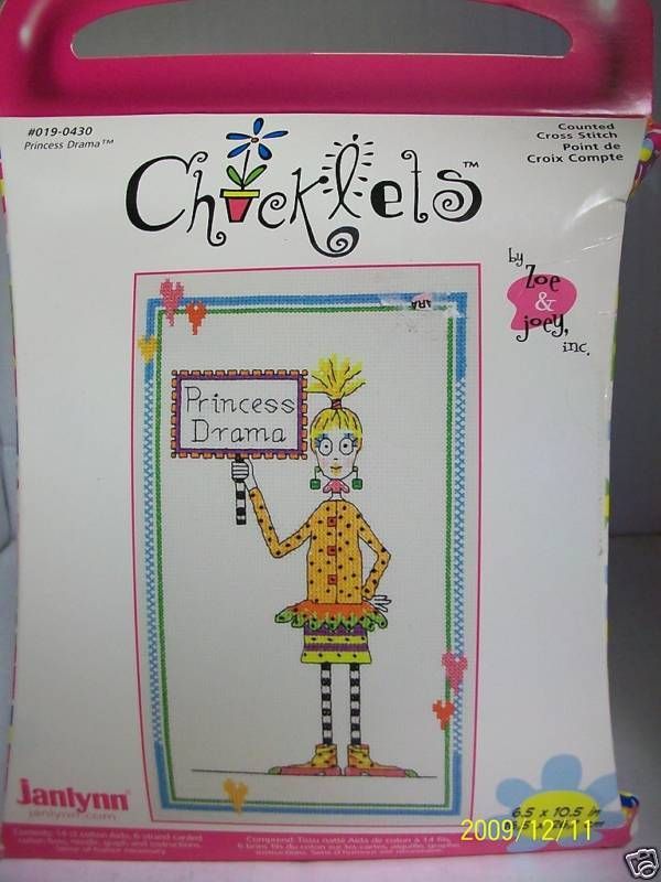 CHICKLETS COUNTED CROSS STITCH KIT PRINCESS DRAMA NEW