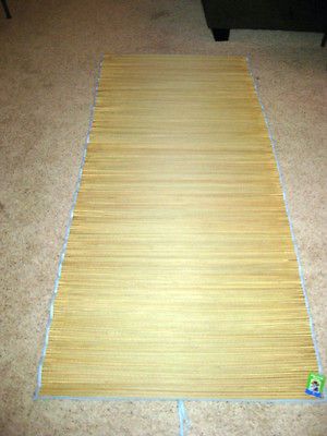 Newly listed Straw Beach Mat w/ Blue Trim