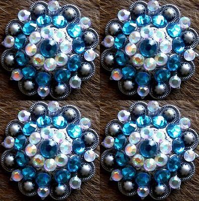 BERRY CRYSTALS BLING CONCHOS HORSE SADDLE HEADSTALL TURQUOISE AB