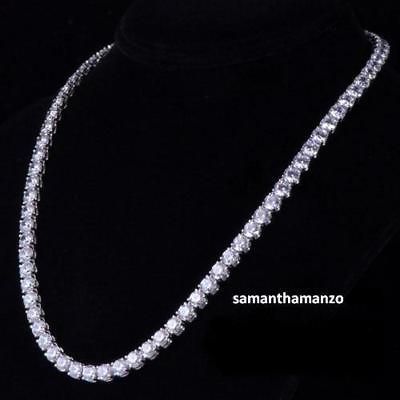 Round Cut Signity CZ Cubic Zirconia Graduated Tennis Line Necklace