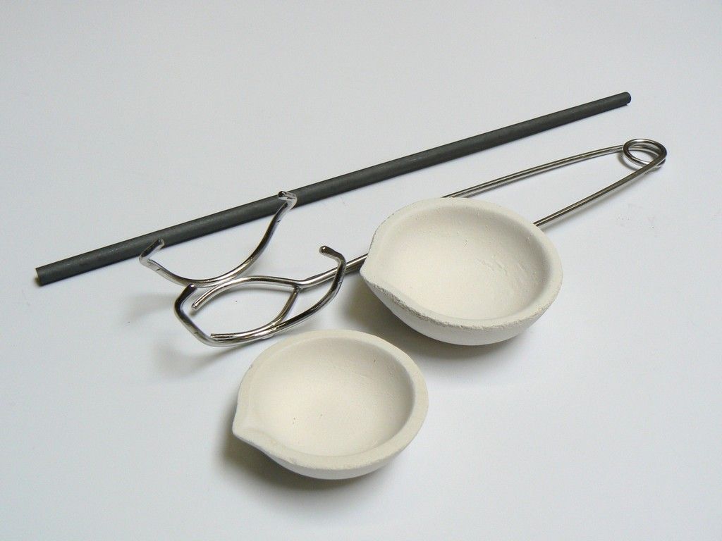 CRUCIBLE MELTING DISH SET CRUCIBLES  HANDLE  CARBON ROD