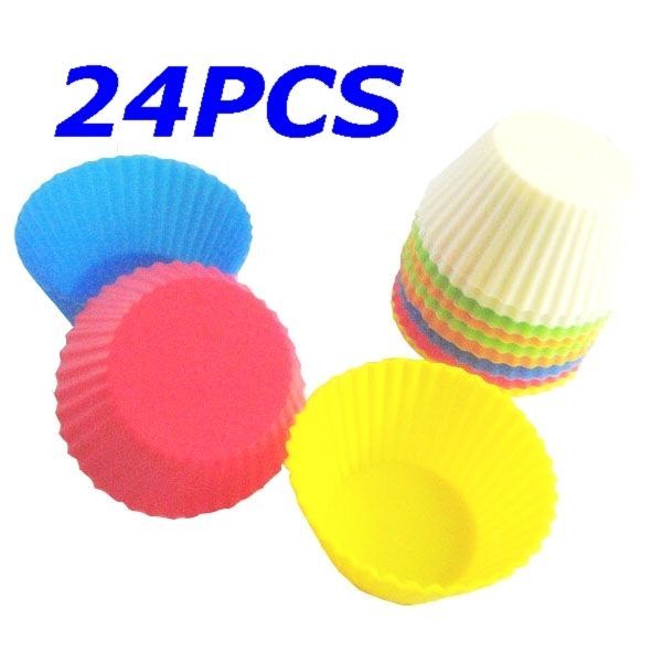 24pcs Silicone Round Cupcake Baking Cup Muffin Mold Lot