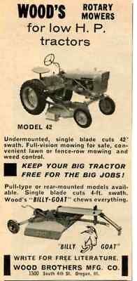 1970 Wood Brothers Model 42 Tractor Billy Goat Mower Ad