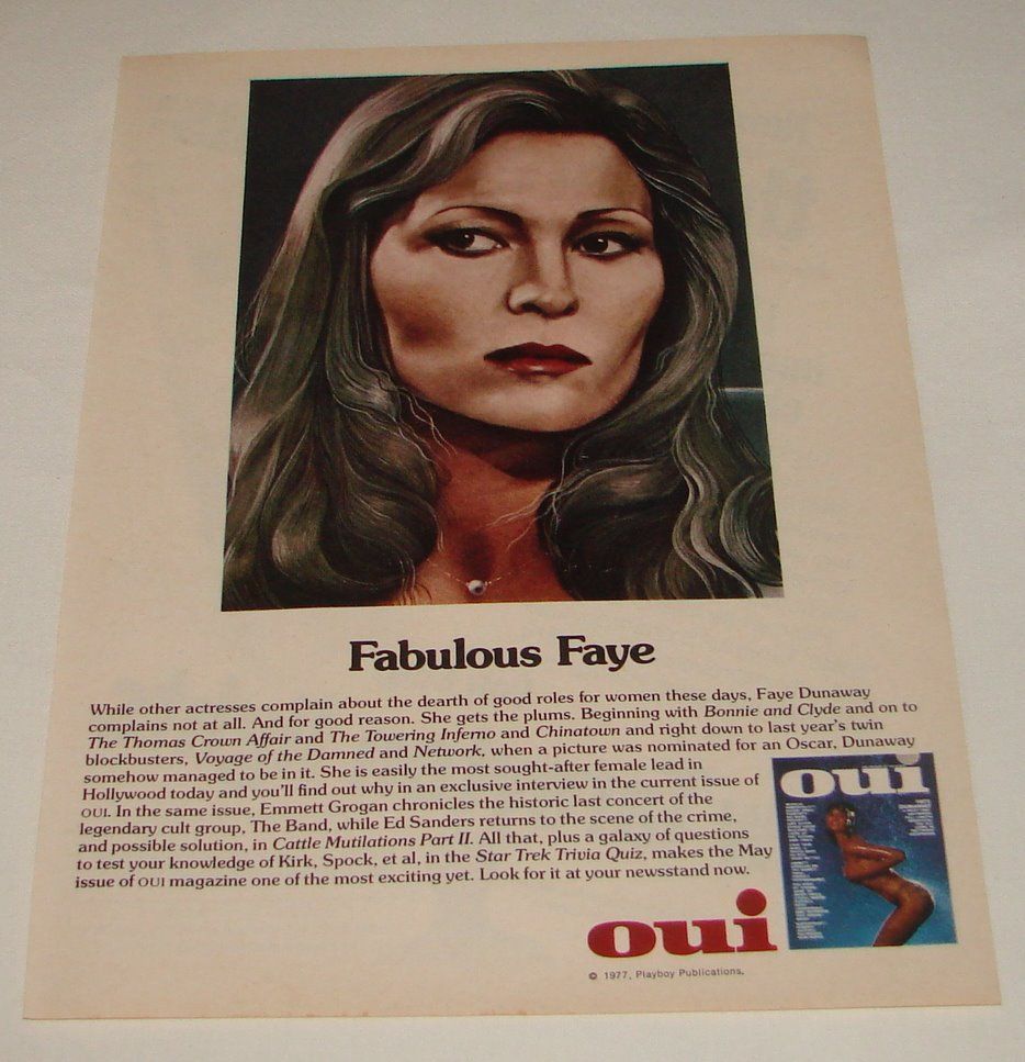 1997 FAYE DUNAWAY Oui magazine print ad