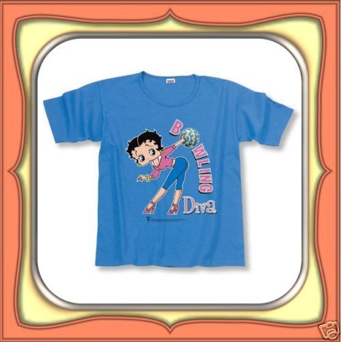 Shirt Betty Boop Bowling Diva Ladies Small   Blue