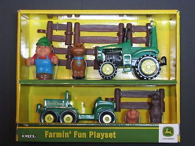 JOHN DEERE FARMING FUN PLAYSET Tractor Jeep Figures New