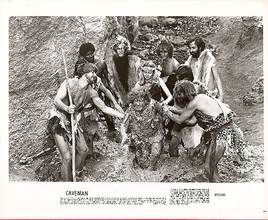 CAVEMAN Ringo Starr Shelley Long with tribe not in mud 1981 Movie