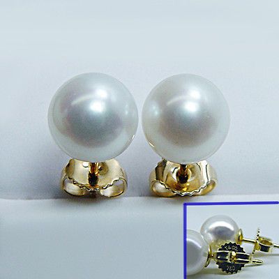 2,500 Tiffany & Co. 18K Gold 8.8mm 8.9mm Pearl Earrings Studs Estate