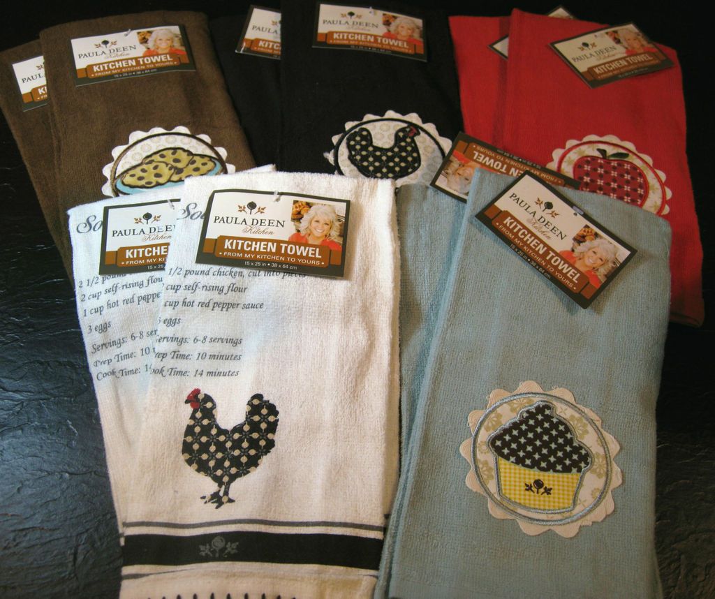 SET OF 2 PAULA DEEN KITCHEN DISH TOWELS  ASSORTED PATTERNS  BRAND