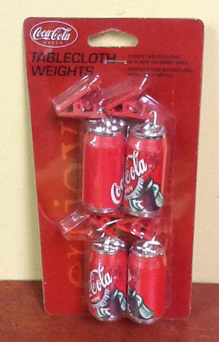 NIP Coca Cola Soda Can Table Cloth Weights