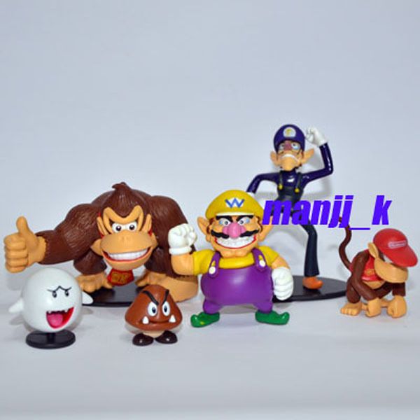 Mario Bro figure 1 set 6 #E ( Waluigi Wario Diddy DK Boo Kuribo