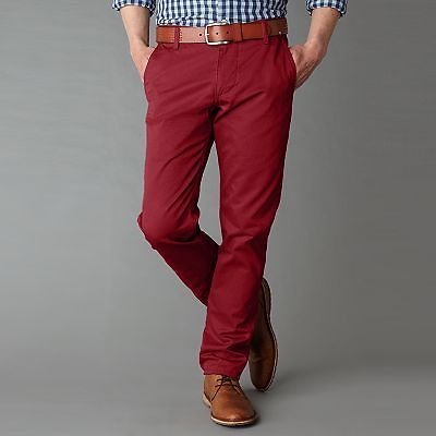 NWT Mens DOCKERS Flat Front Slim Tapered Alpha Sahara RED Khaki Pant