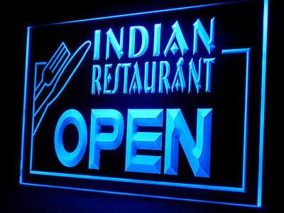 110044B Indian Restaurant Open Food Cafe Curry Display LED Light Sign