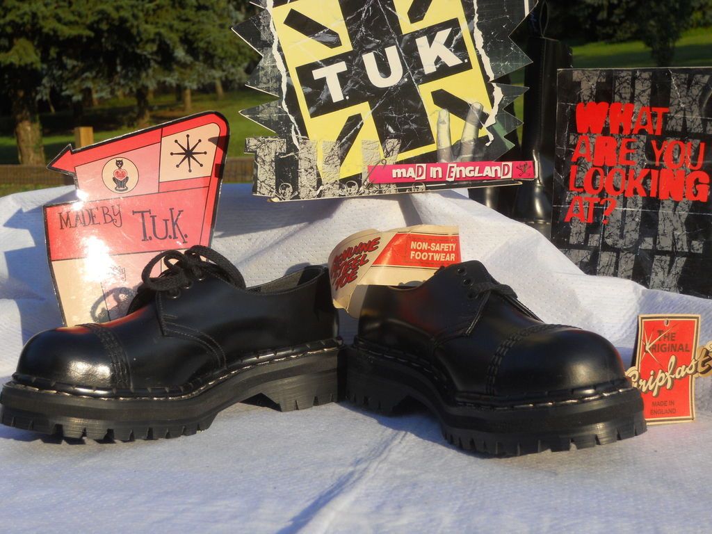 NEW GRIPFAST T.U.K. TUK 3 EYE BLACK LEATHER WORKiNG CLASS SHOES STEEL