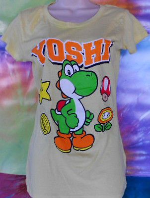 NWT ~ WOMENS JUNIOR 2X GRAY SUPER MARIO SHORT SLEEVE T SHIRT TOP YOSHI