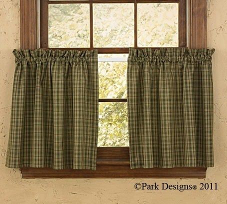 pair Fish Camp Plaid Country Cotton 72W x36L Lined Window Tiers
