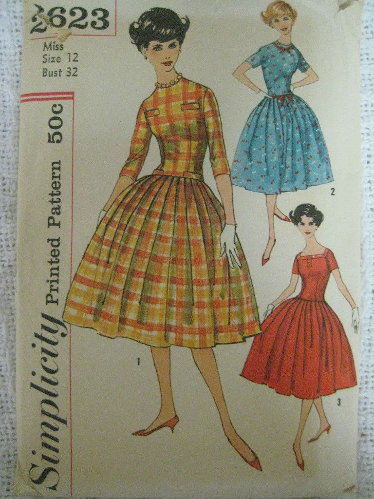 VTG 60s Simplicity Women ROCKABILLY DRESS Sew Pattern