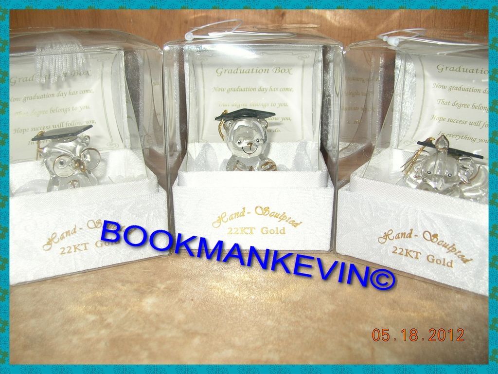 GRADUATION crystal Gift Box hand sculpted 22 kt gold Owl/ Elephant