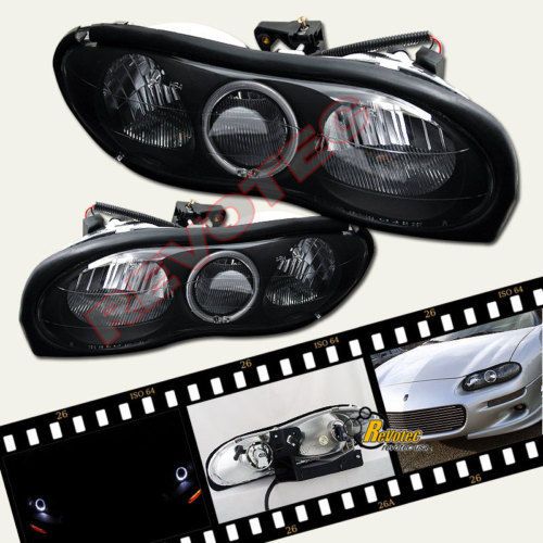 98 02 CHEVY CAMARO HEADLIGHTS w/ HALO RIM BLK 99 00 01 (Fits Camaro)