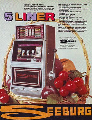 SEEBURG 5 LINER FRUIT MODEL ORIGINAL CASINO SLOT MACHINE SALES FLYER